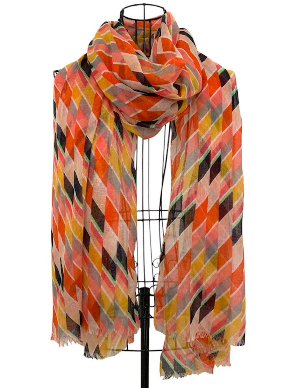 Vintage Y2K Lightweight Oversized Geometric Print Scarf Wrap Shawl